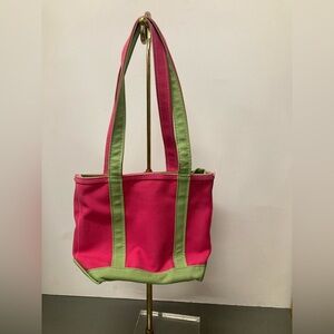 LL Bean Tote Super Trendy Preppy Pink and Green